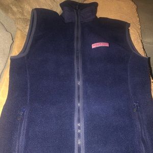 Woman’s Vineyard Vine Harbor Fleece Vest, XXS, Navy Blue